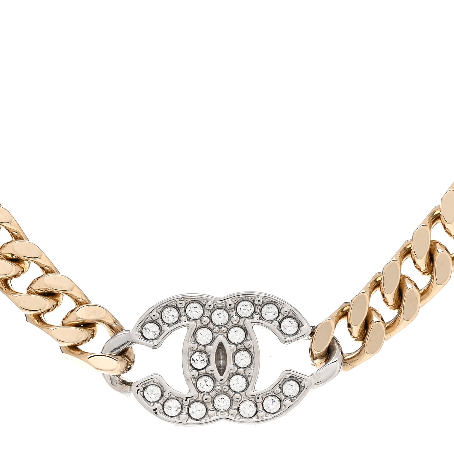 Crystal Chain CC Link Choker Gold Silver