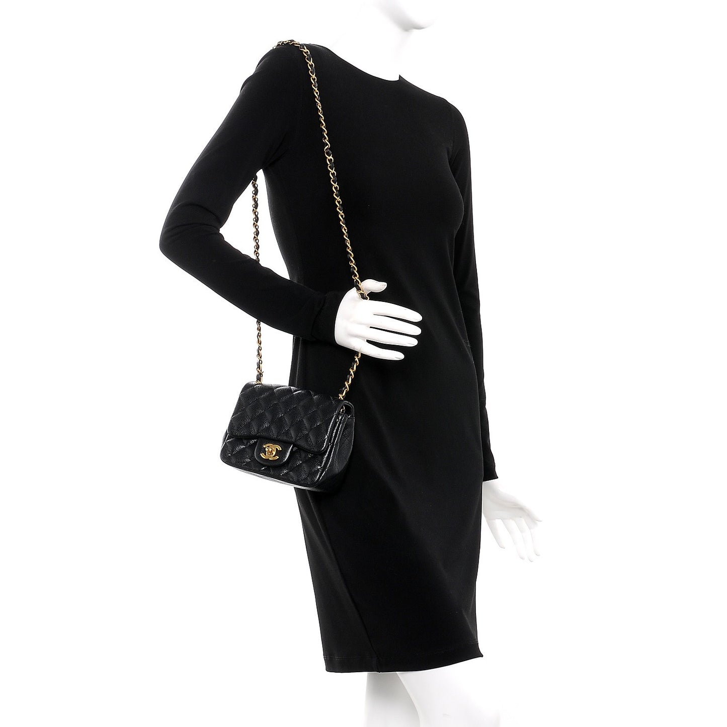 Caviar Quilted Mini Square Flap Black