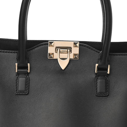 Valentino Garavani Vitello Small Rockstud Double Handle Tote Black 7 of 11