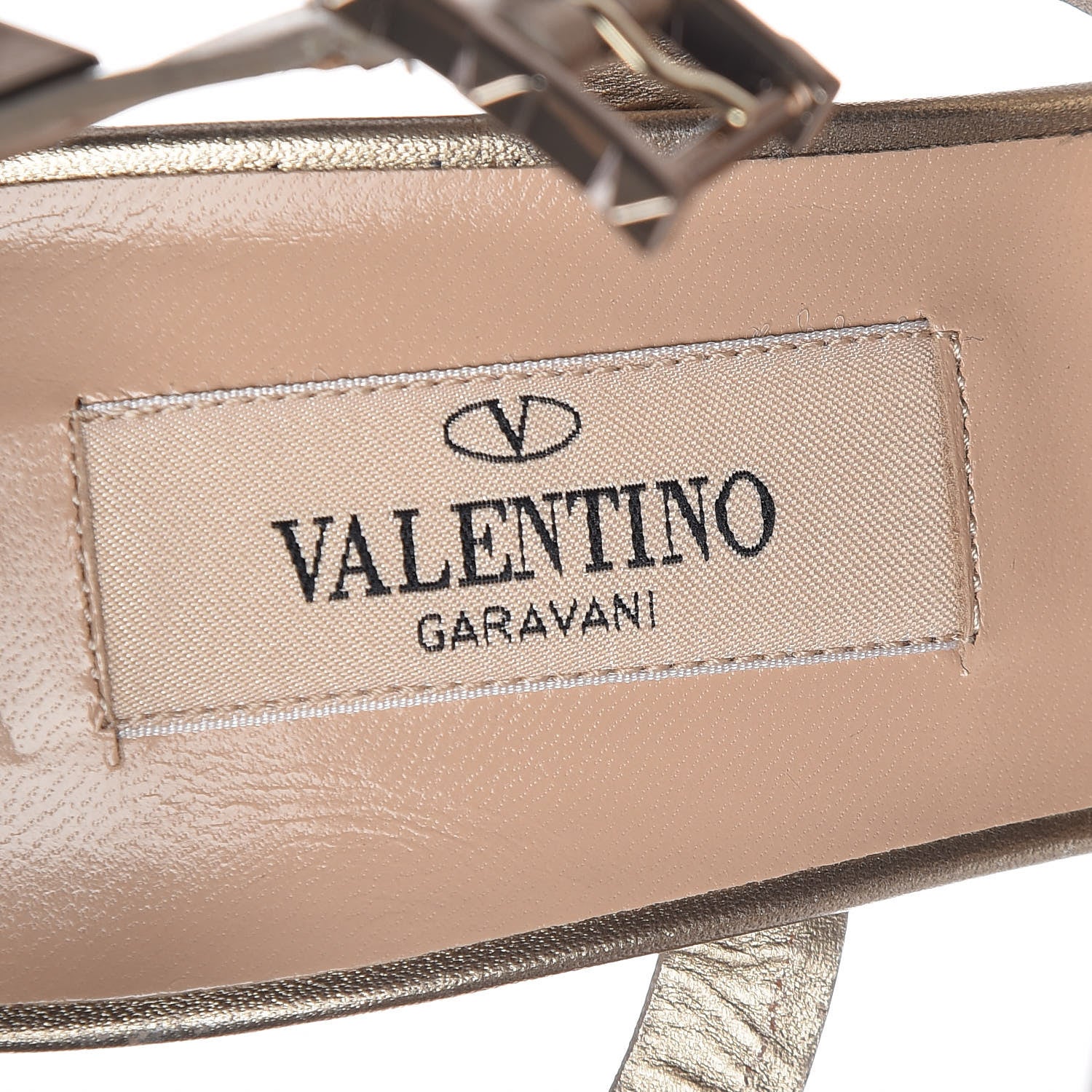 Valentino Garavani Metallic Calfskin Rockstud 60mm City Sandals 37.5 Skin 8 of 9