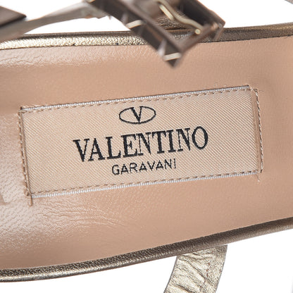 Valentino Garavani Metallic Calfskin Rockstud 60mm City Sandals 37.5 Skin 8 of 9