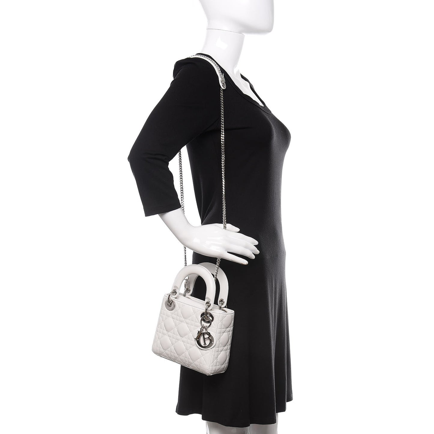 Lambskin Cannage Mini Lady Dior White