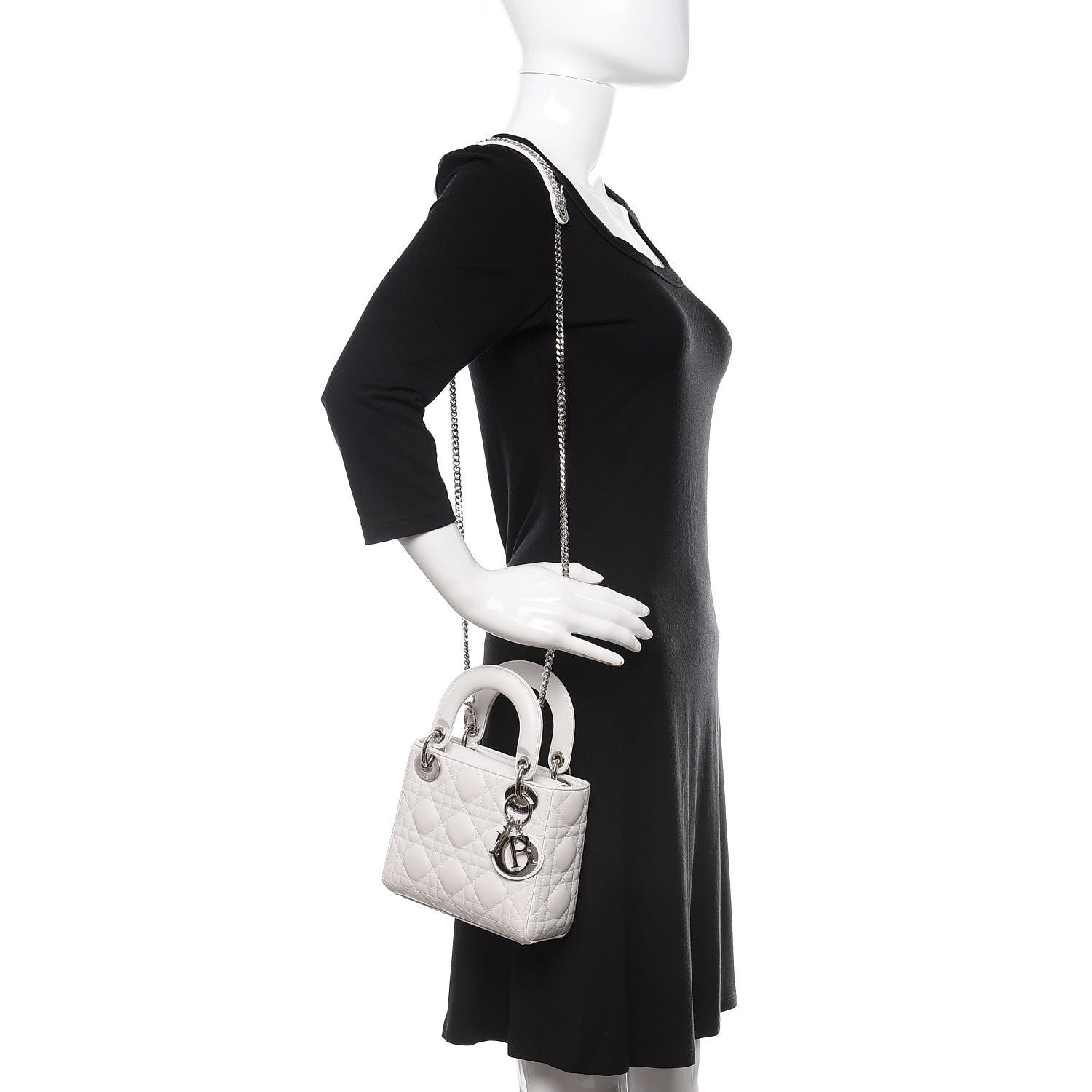 Christian Dior Lambskin Cannage Mini Lady Dior White 2 of 13