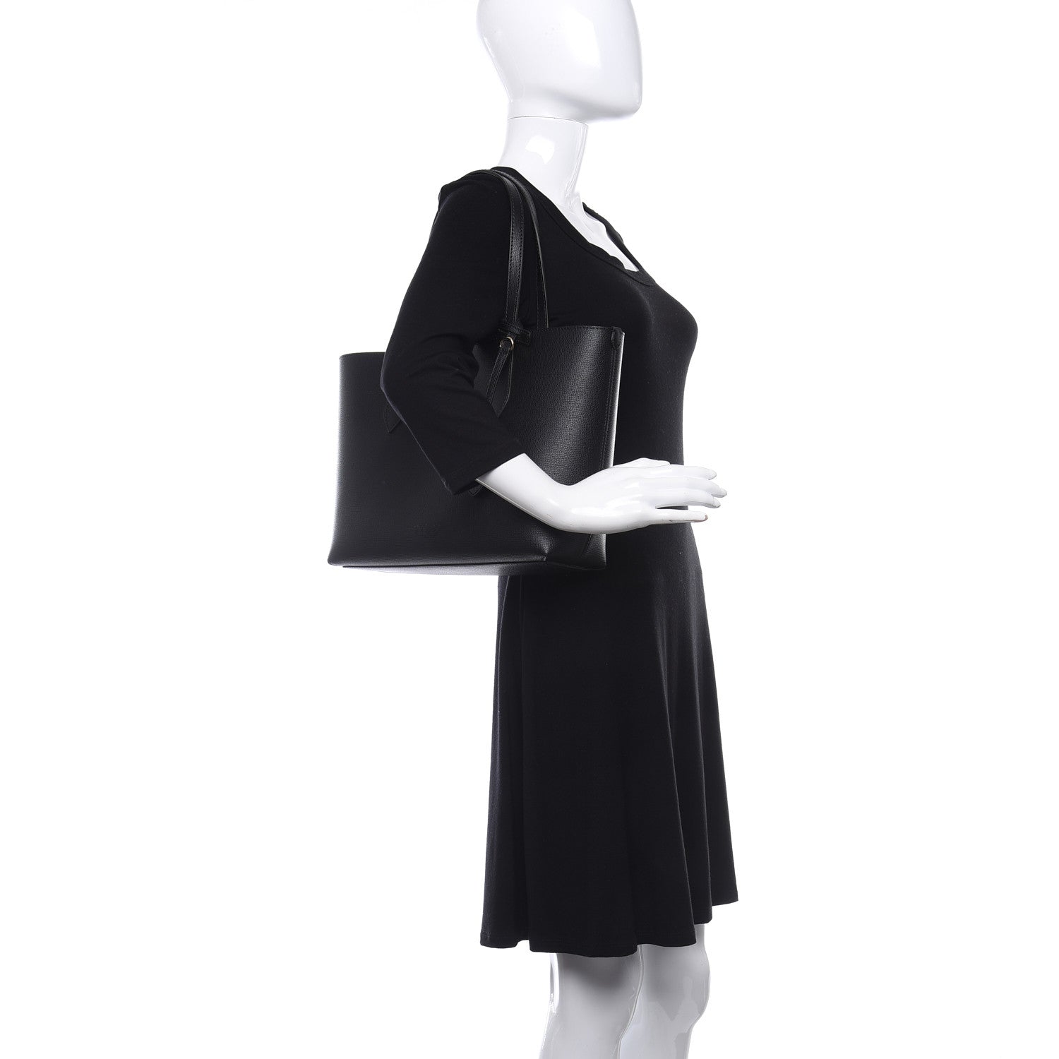 Burberry Grainy Calfskin Haymarket Check Small Reversible Tote Black 2 of 12