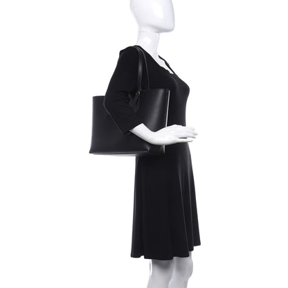 Burberry Grainy Calfskin Haymarket Check Small Reversible Tote Black 2 of 12