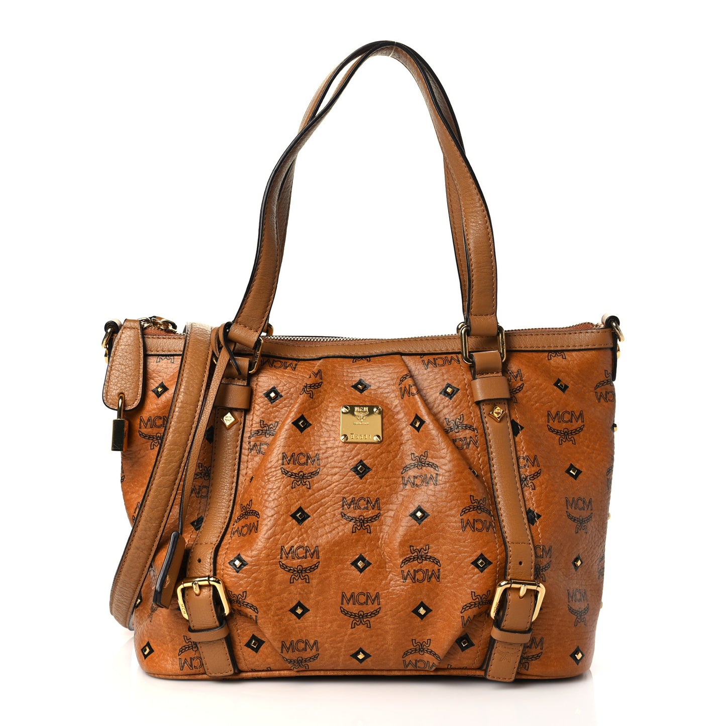 Visetos Studded Medium Essentials Shopper Tote Cognac