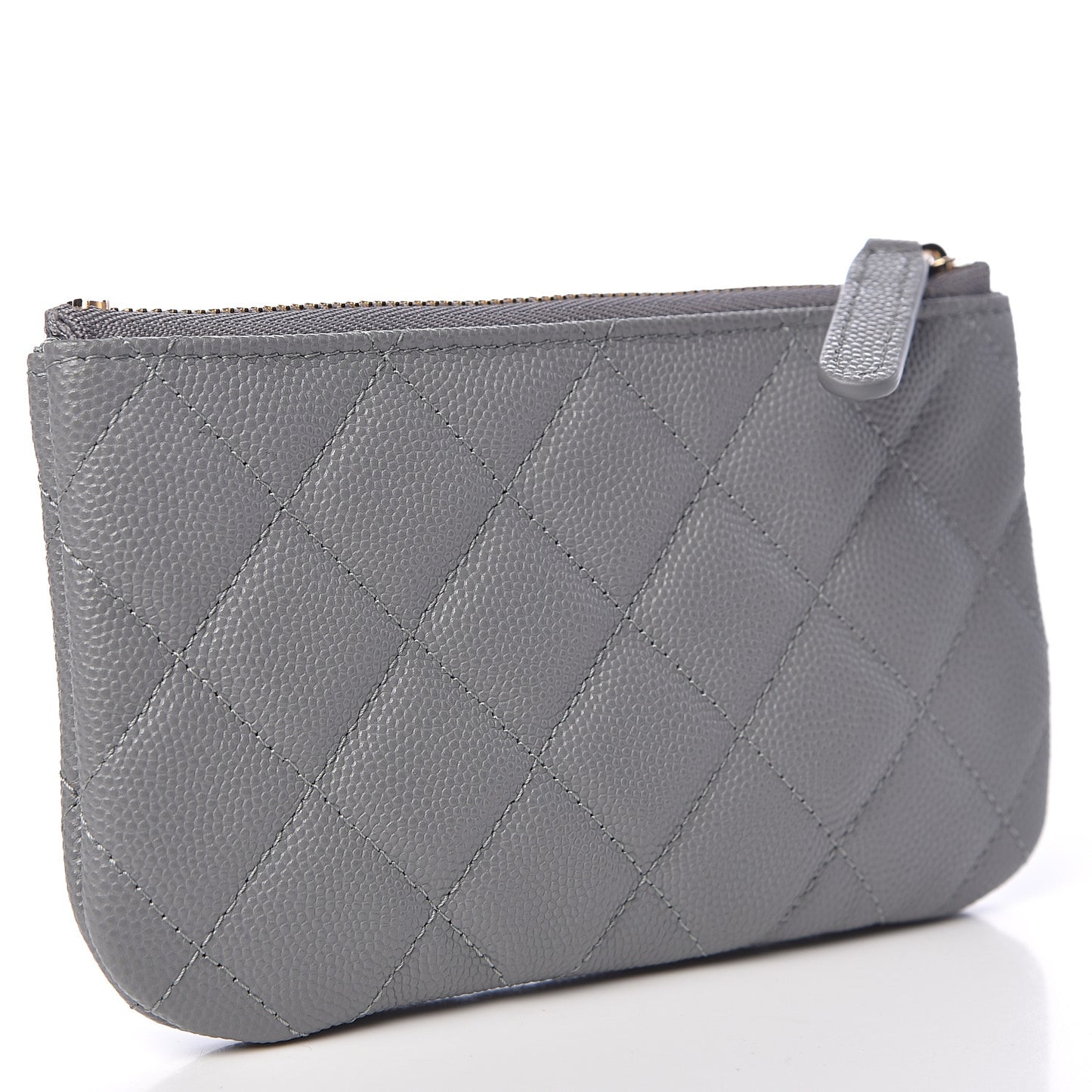 Caviar Quilted Small Cosmetic Case Grey