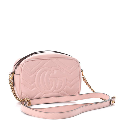 Gucci Calfskin Matelasse Mini GG Marmont Chain Shoulder Bag Perfect Pink 3 of 11