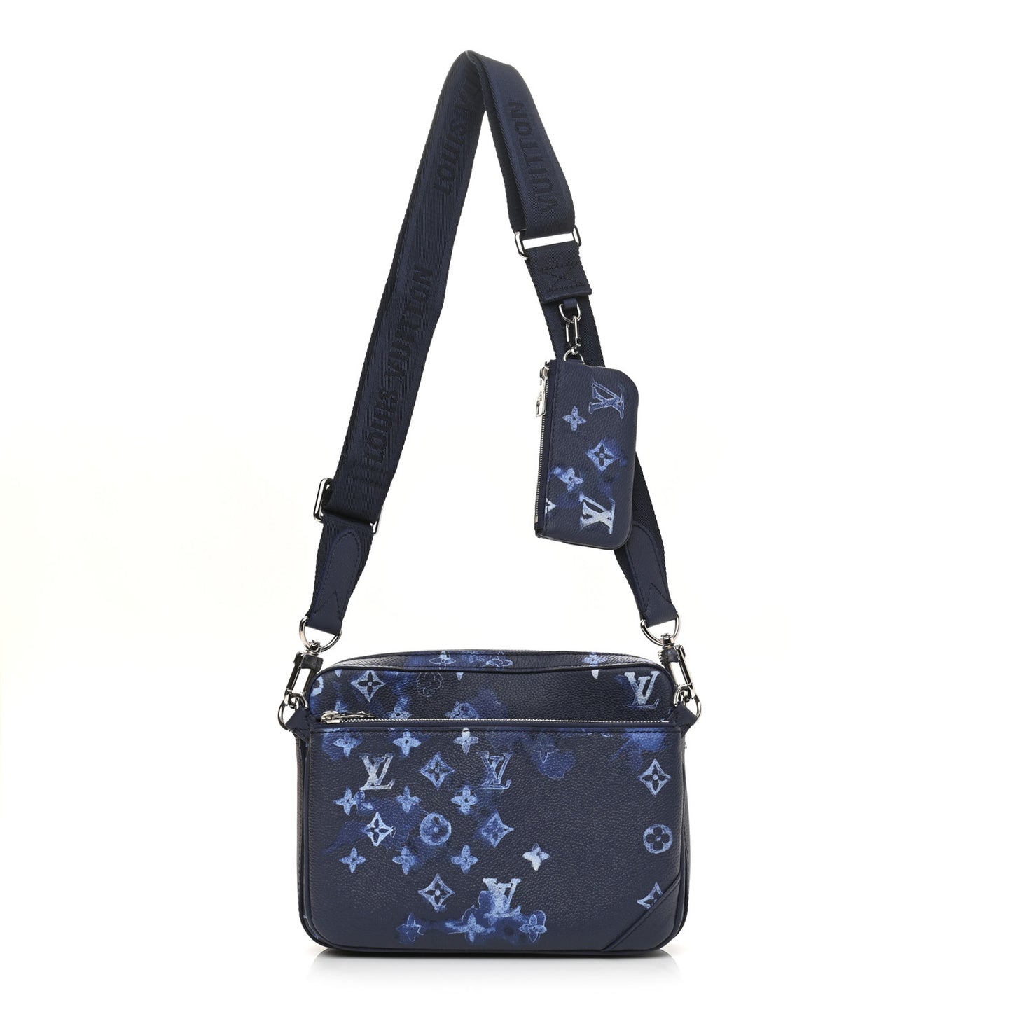 Monogram Ink Watercolor Trio Messenger Bag Blue