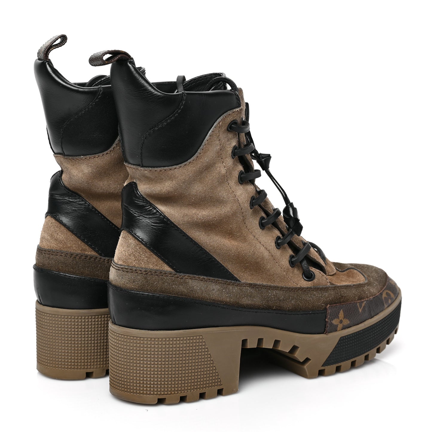 Suede Calfskin Monogram Laureate Platform Desert Boots 39 Taupe