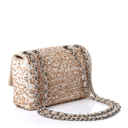 Chanel Raffia Sequin Small Single Flap Beige Gold 2 of 9