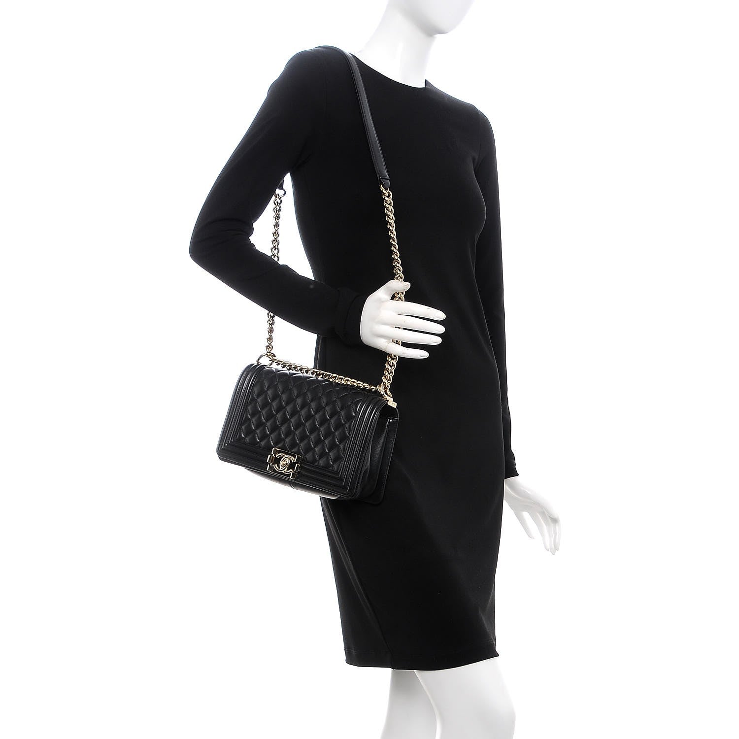 Chanel Lambskin Quilted Medium Boy Flap Black 2 of 8