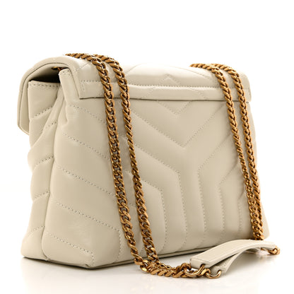 Saint Laurent Calfskin Y Quilted Monogram Small Loulou Chain Satchel Crema Soft 2 of 10