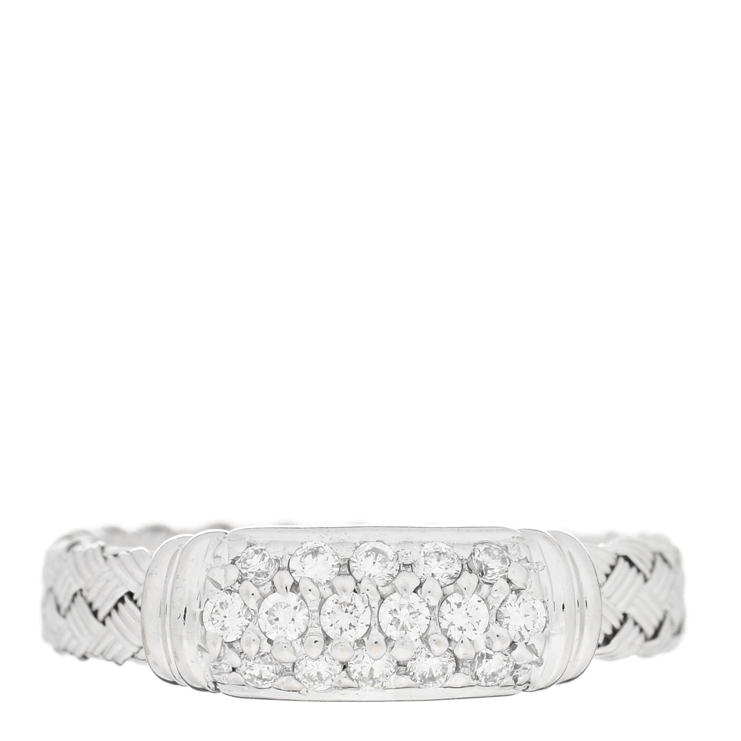 18K White Gold Diamond Woven Silk Ring 53 6.25