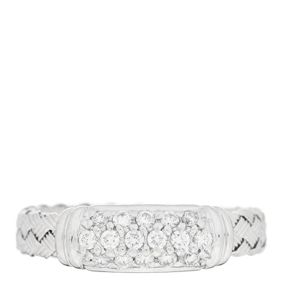 Roberto Coin 18K White Gold Diamond Woven Silk Ring 52 6 1 of 4