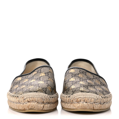 Gucci GG Supreme Monogram Bees Espadrille Flats 40 Beige Ebony Oro Black 2 of 10
