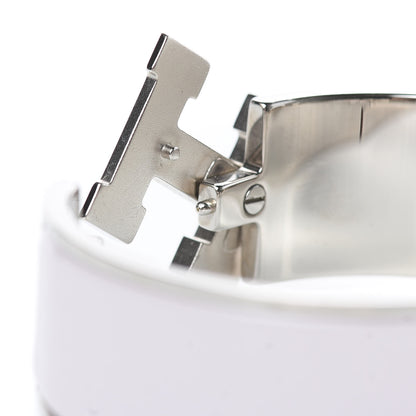 Hermes Enamel Wide Clic Clac H Bracelet PM Rose Nymph White 5 of 6