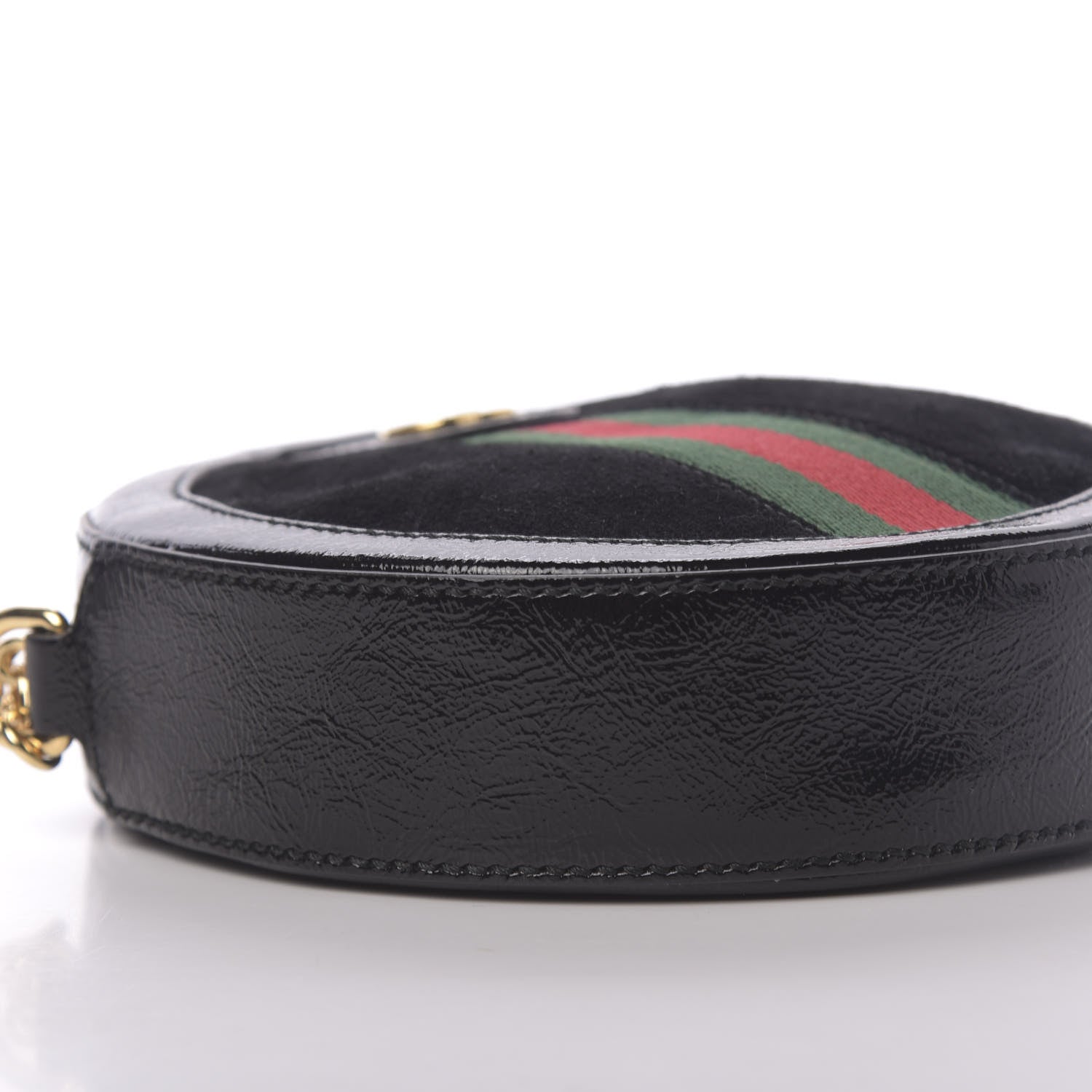 Gucci Suede Patent Web Mini Ophidia Round Shoulder Bag Black 8 of 10