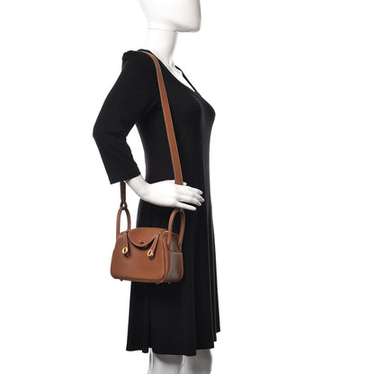 Hermes Taurillon Clemence Mini Lindy 20 Gold 2 of 11