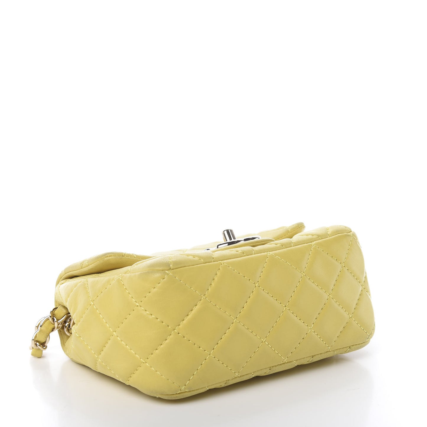 Lambskin Quilted Mini Square Flap Yellow