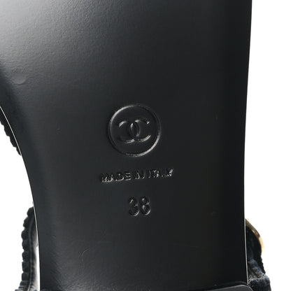 Chanel Velvet Pearl Camellia Thong Sandals 38 Black 7 of 10
