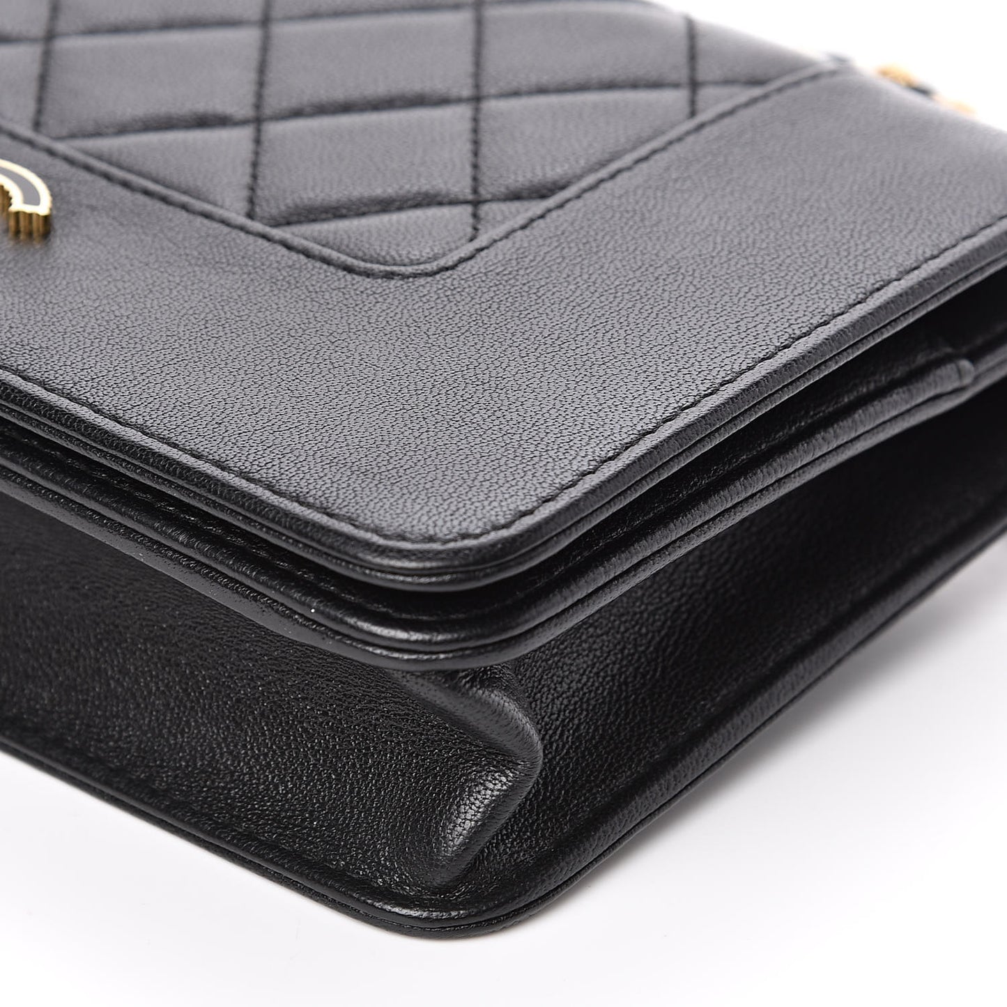Sheepskin Quilted Mademoiselle Vintage Wallet On Chain WOC Black