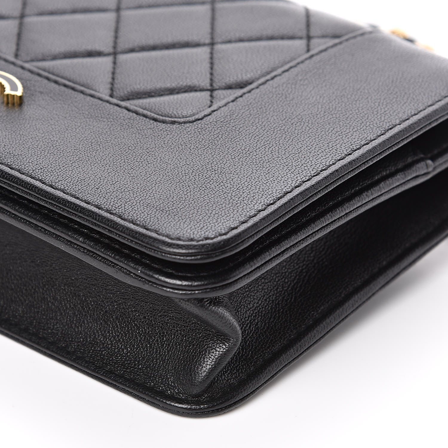Chanel Sheepskin Quilted Mademoiselle Vintage Wallet On Chain WOC Black 11 of 13