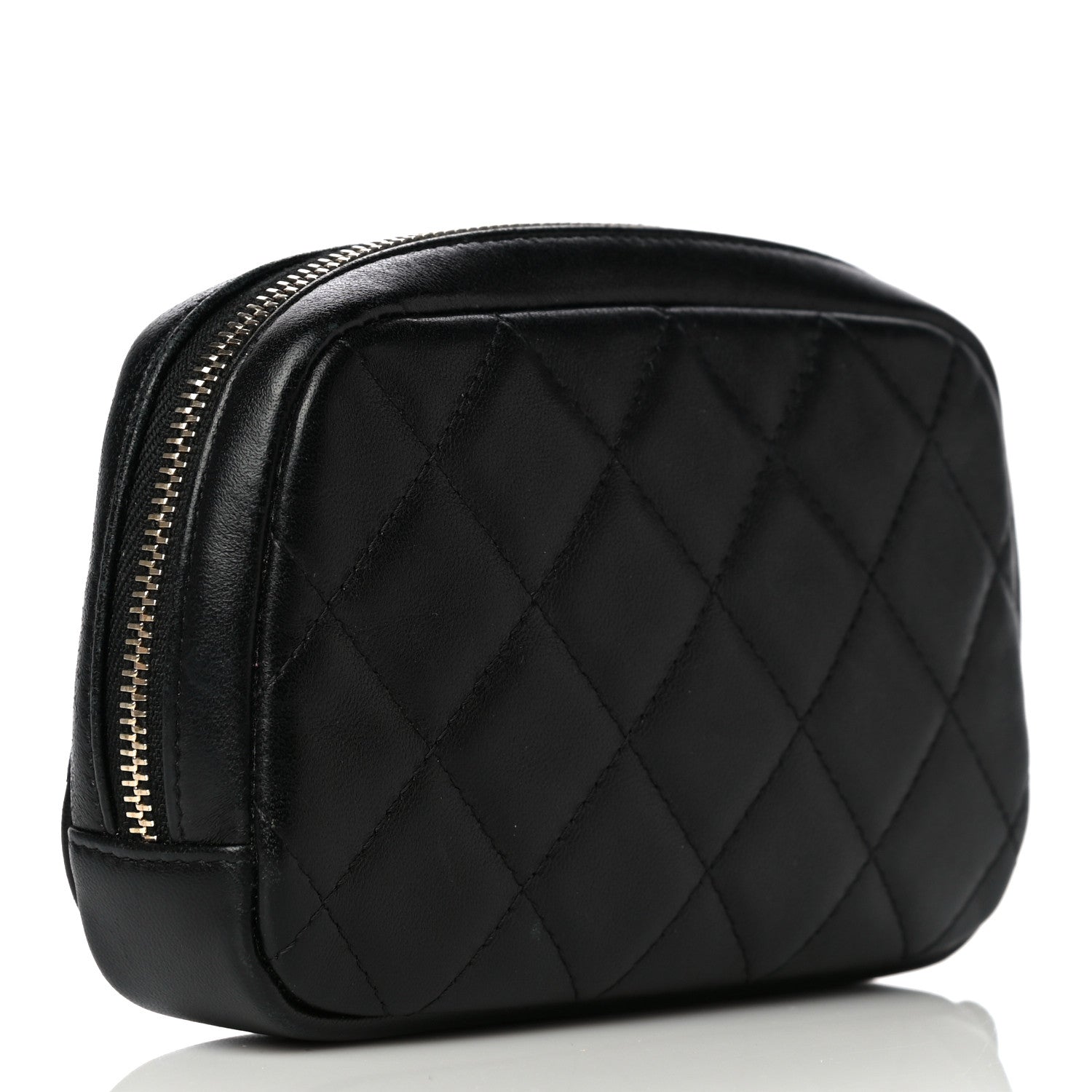 Chanel Lambskin Quilted Small Curvy Pouch Cosmetic Case Black 3 of 13