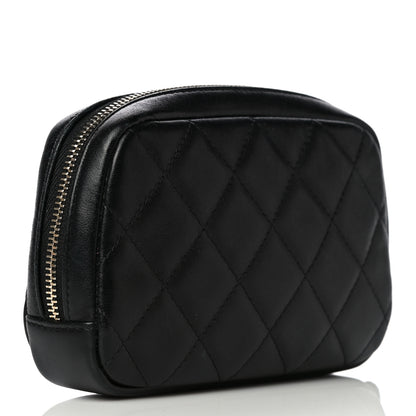 Chanel Lambskin Quilted Small Curvy Pouch Cosmetic Case Black 3 of 13