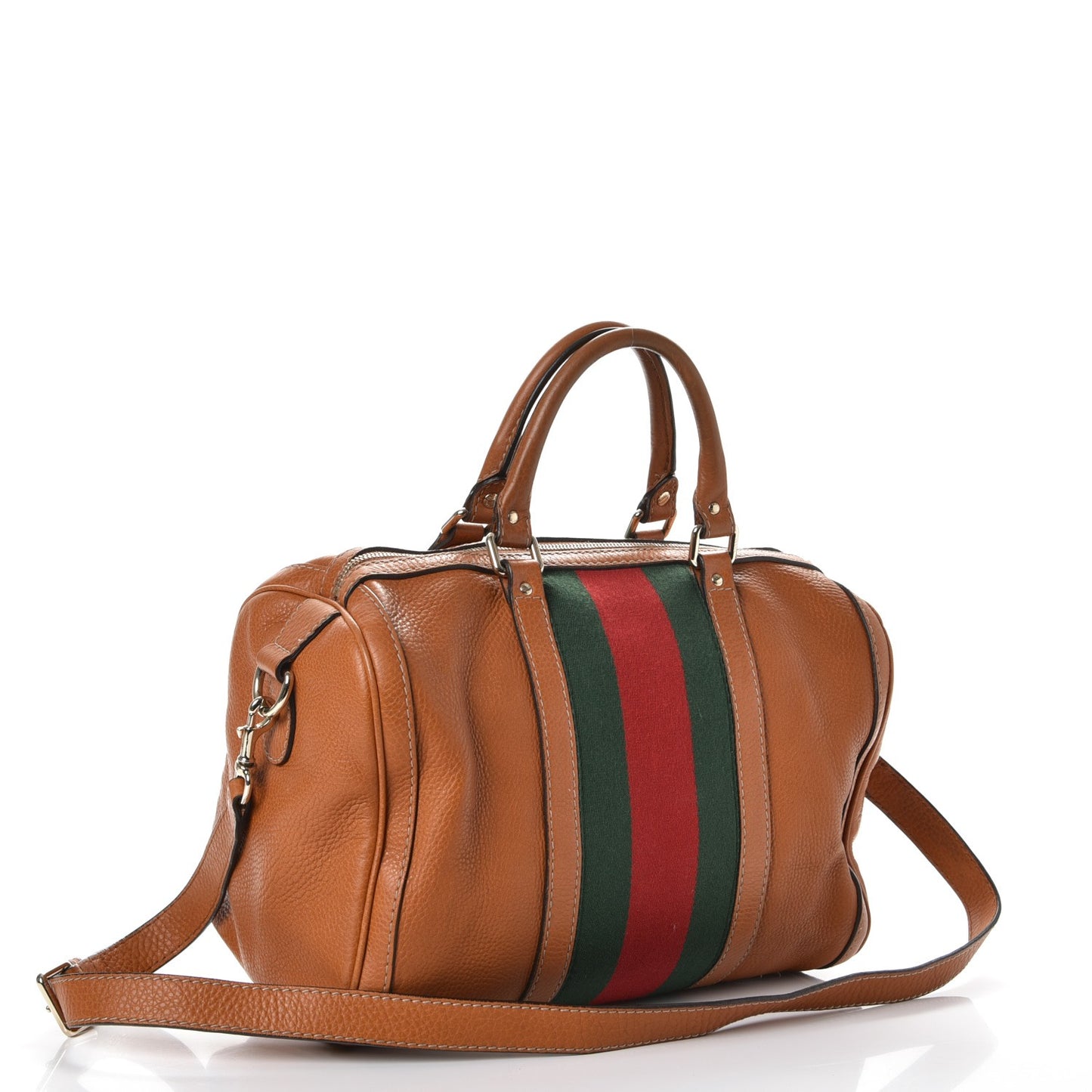Calfskin Vintage Web Medium Boston Tobacco