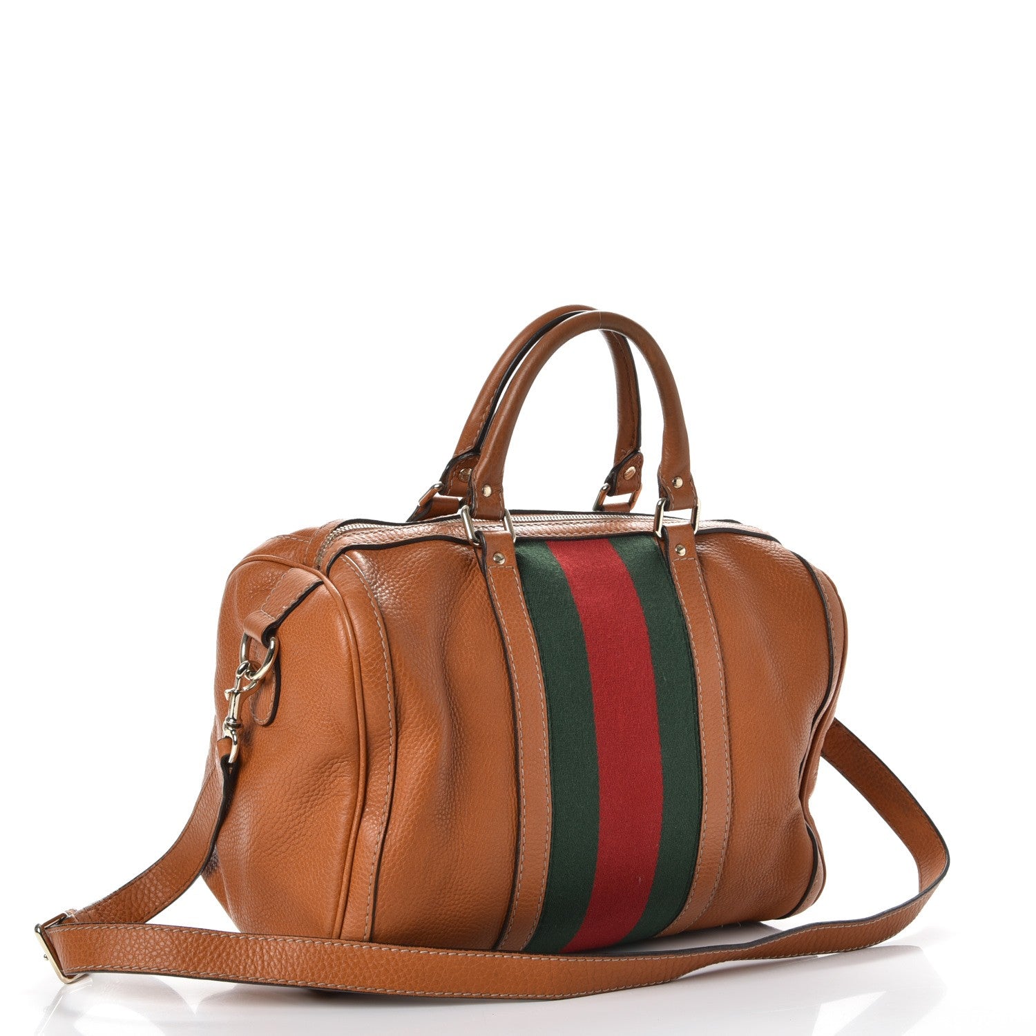 Gucci Calfskin Vintage Web Medium Boston Tobacco 4 of 15