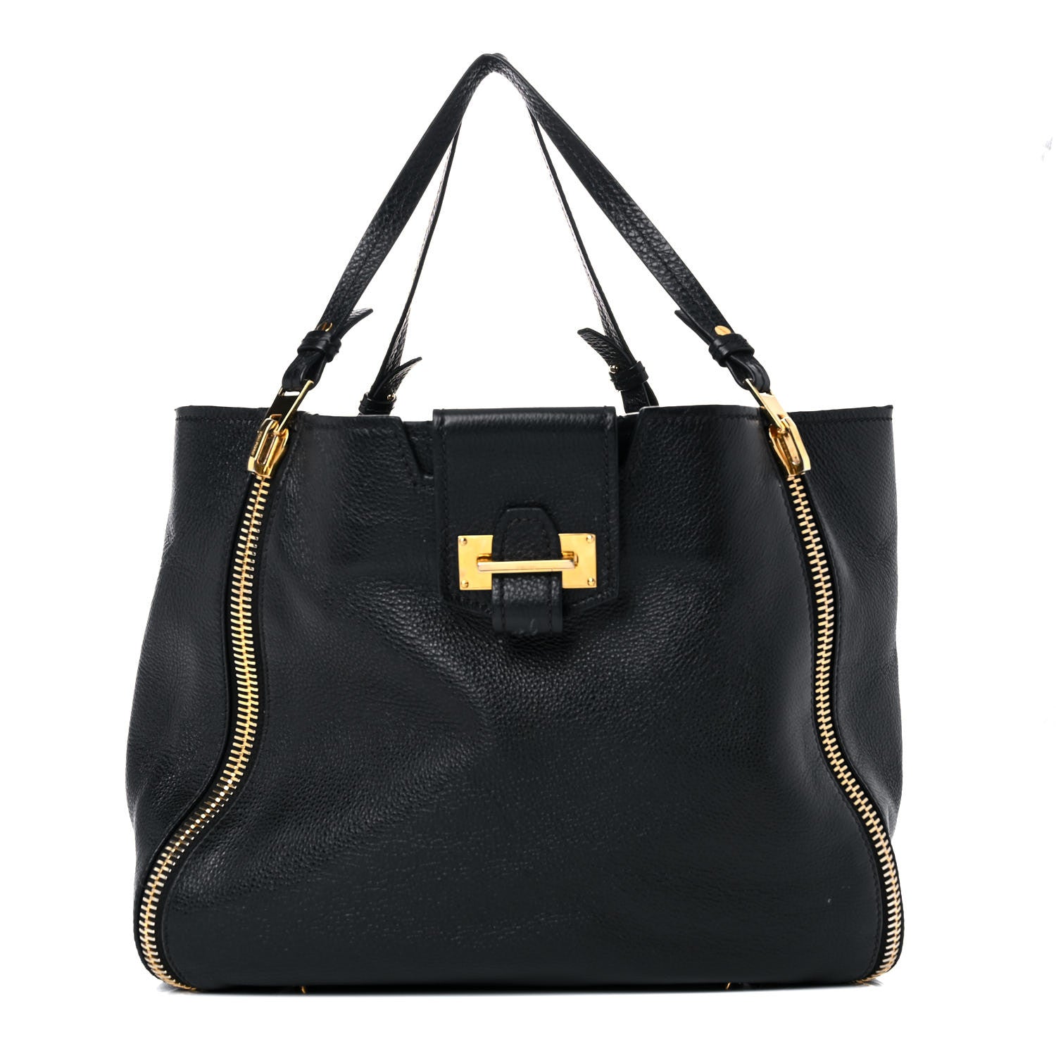 Tom Ford Grained Calfskin Sedgwick Medium Zipper Tote Black 1 of 20