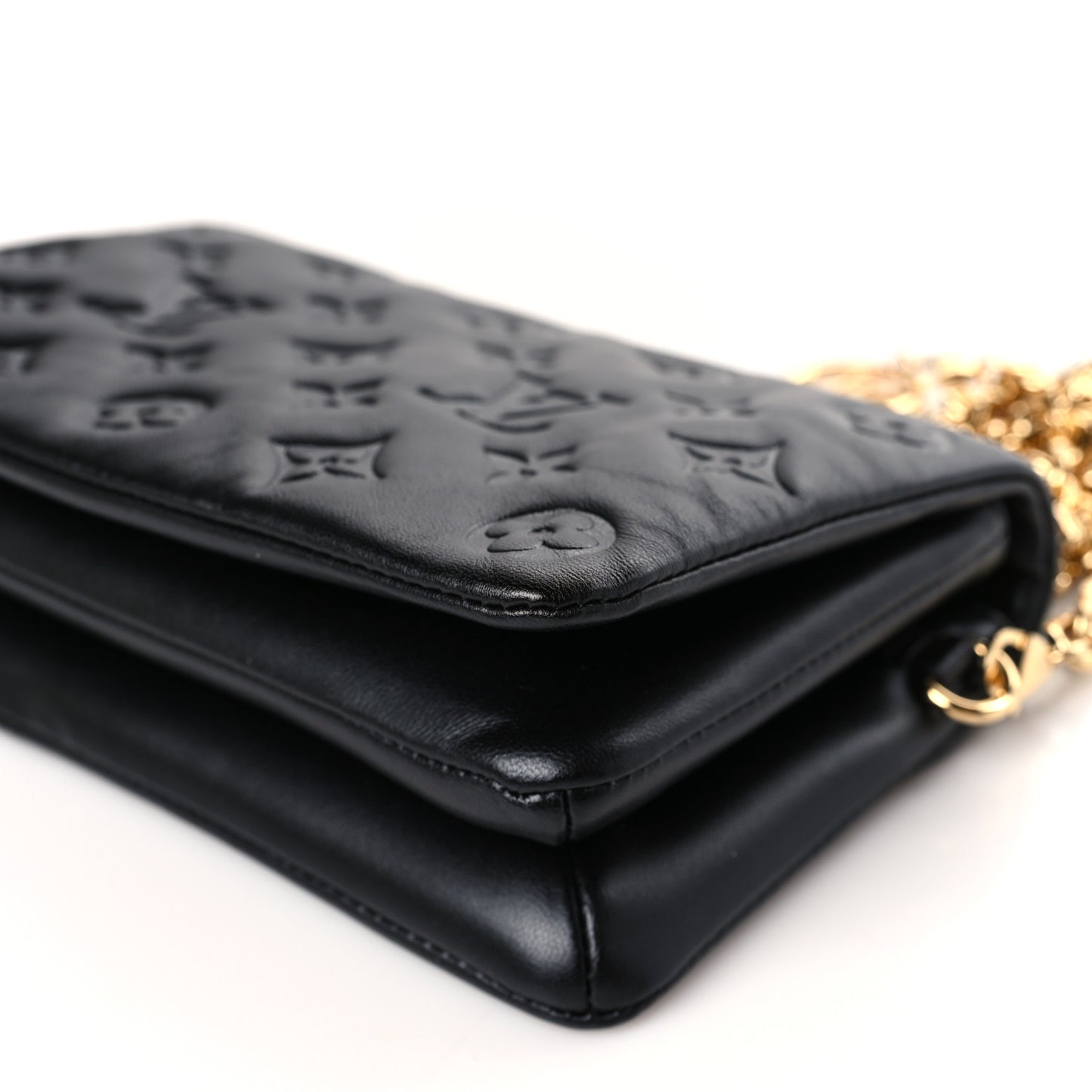 Lambskin Embossed Monogram Pochette Coussin Black
