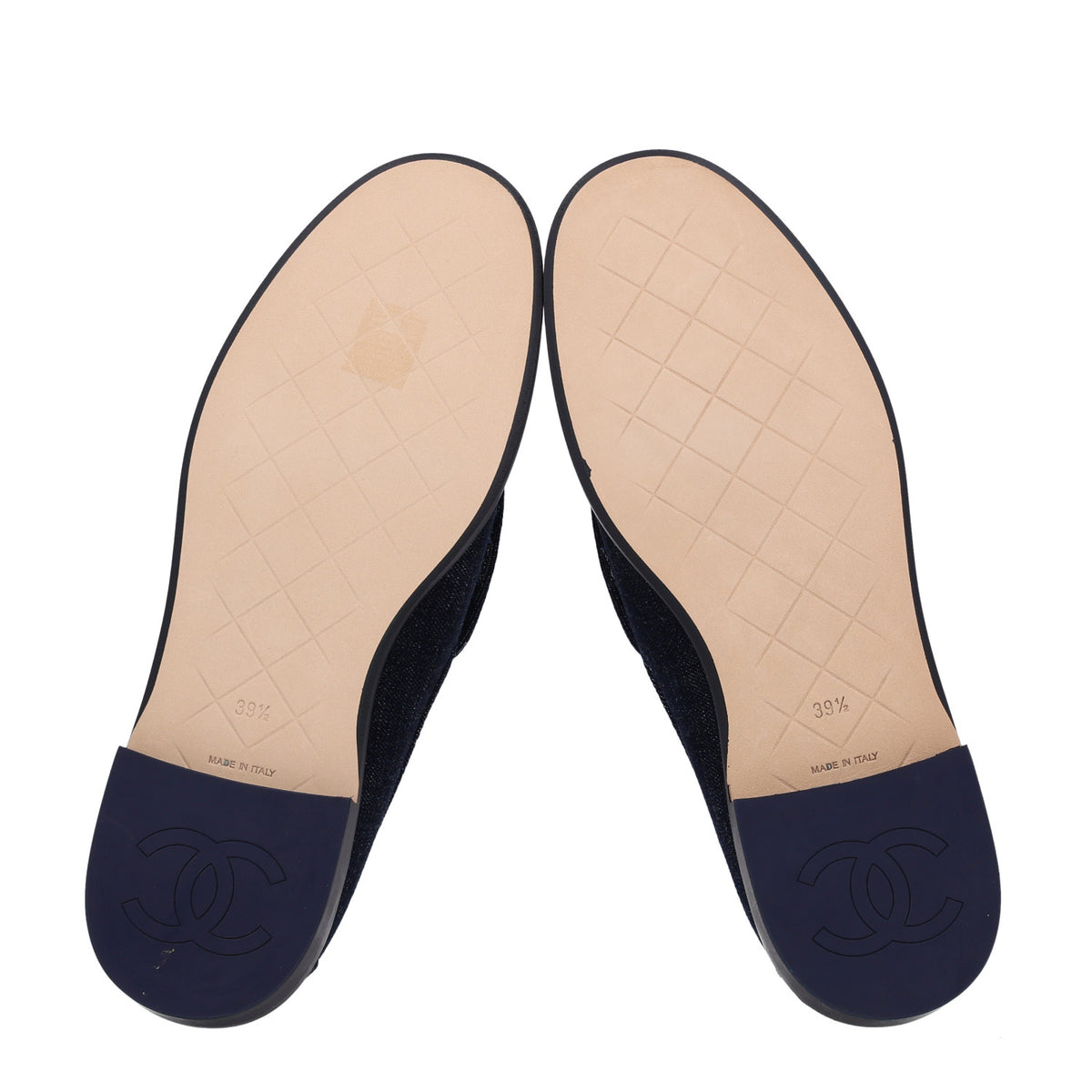 Denim CC Turnlock Loafers 39.5 Dark Blue
