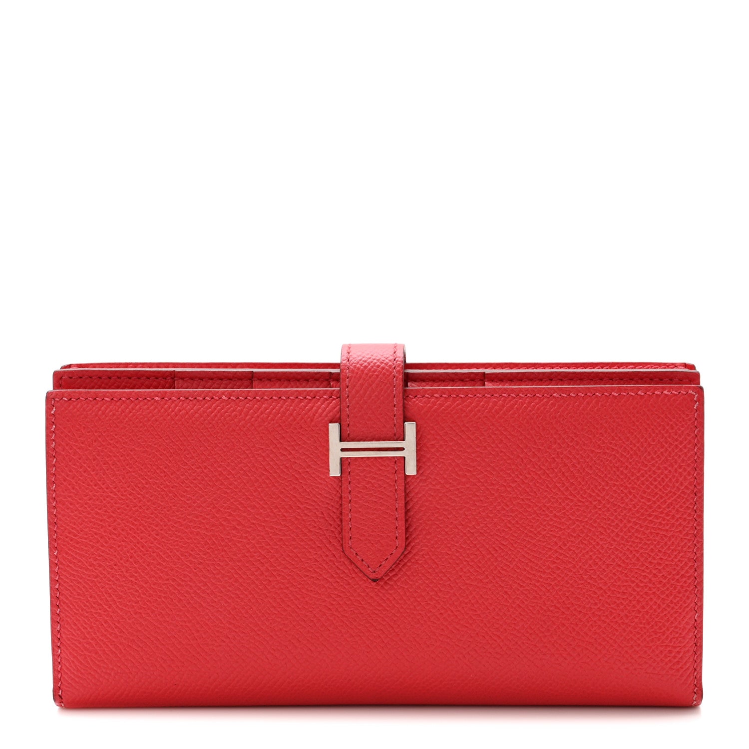 Hermes Epsom Bearn Gusset Wallet Rouge Casaque 1 of 9
