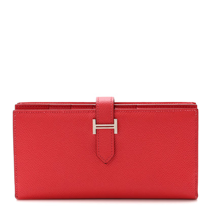 Hermes Epsom Bearn Gusset Wallet Rouge Casaque 1 of 9