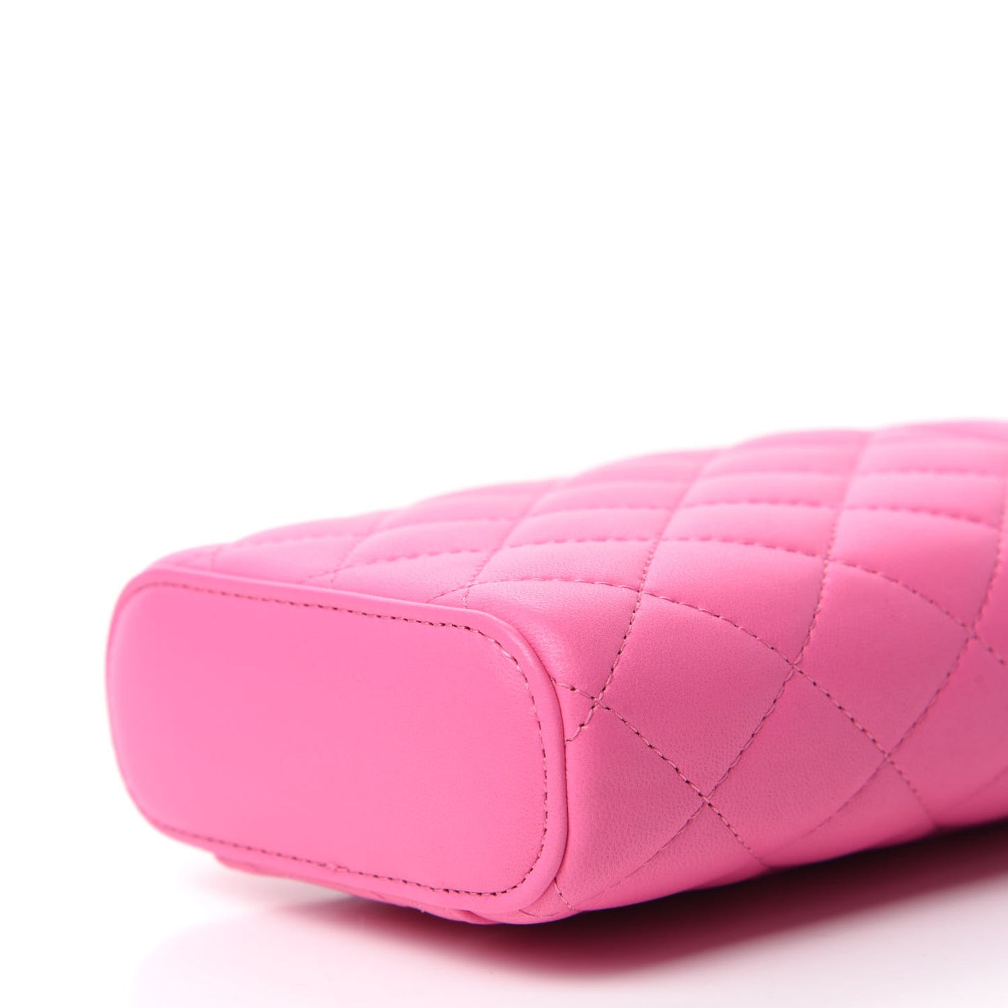 Lambskin Quilted Phone Holder With Chain Pink