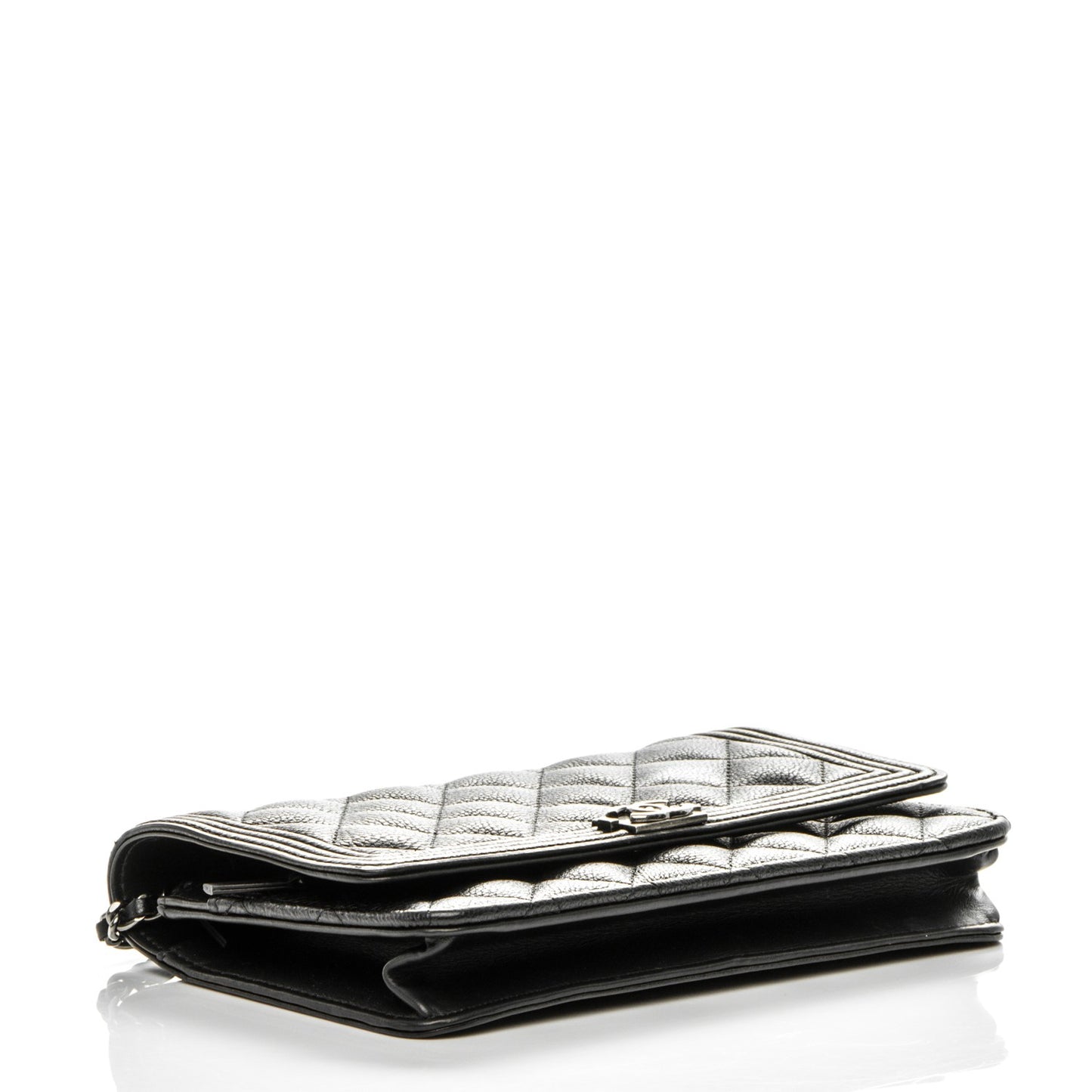 Calfskin Quilted Boy Wallet On Chain WOC Black