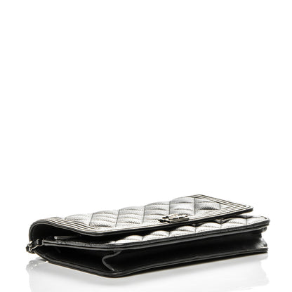 Chanel Calfskin Quilted Boy Wallet On Chain WOC Black 4 of 8
