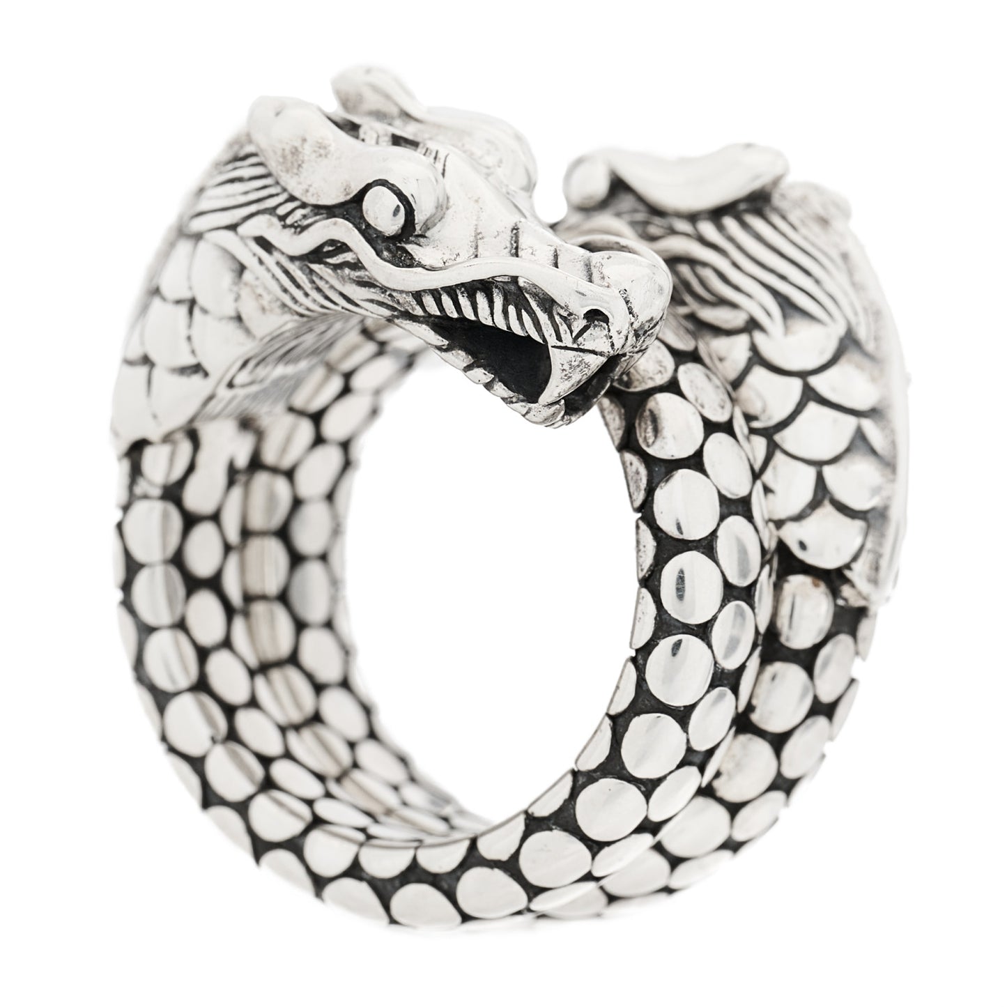 Sterling Silver Legends Naga Dragon Coil Ring 53 6.5