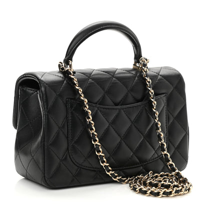 Chanel Lambskin Quilted Mini Top Handle Rectangular Flap Black 3 of 11