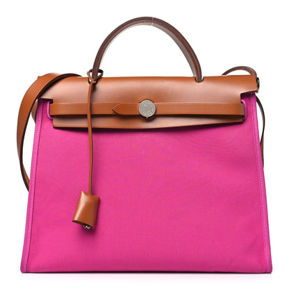 Hermes Vache Hunter Toile Herbag Zip 31 PM Magnolia Fauve 1 of 12
