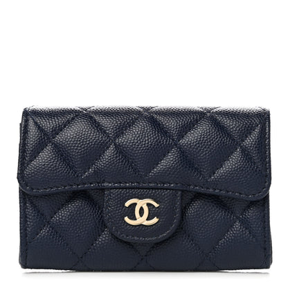 Chanel Caviar Quilted Flap Card Holder Wallet Navy 1 of 12