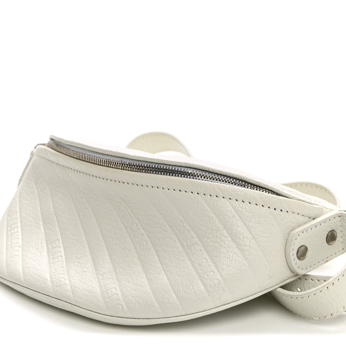 Shiny Goatskin Allover Logo Embossed XXS Souvenir Belt Bag White