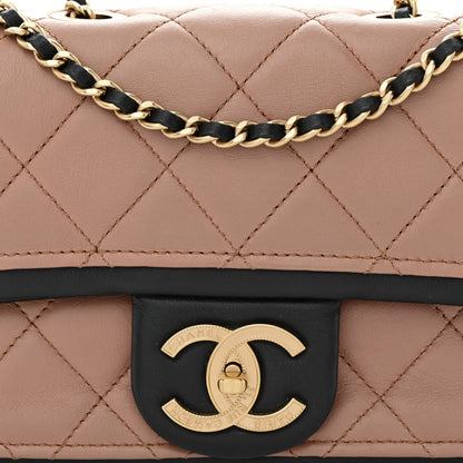 Chanel Lambskin Quilted Small Graphic Flap Beige Black 9 of 12