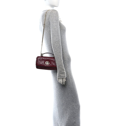Gucci Lambskin Embossed Mini GG Milano Top Handle Shoulder Bag Rosso Ancora 2 of 10