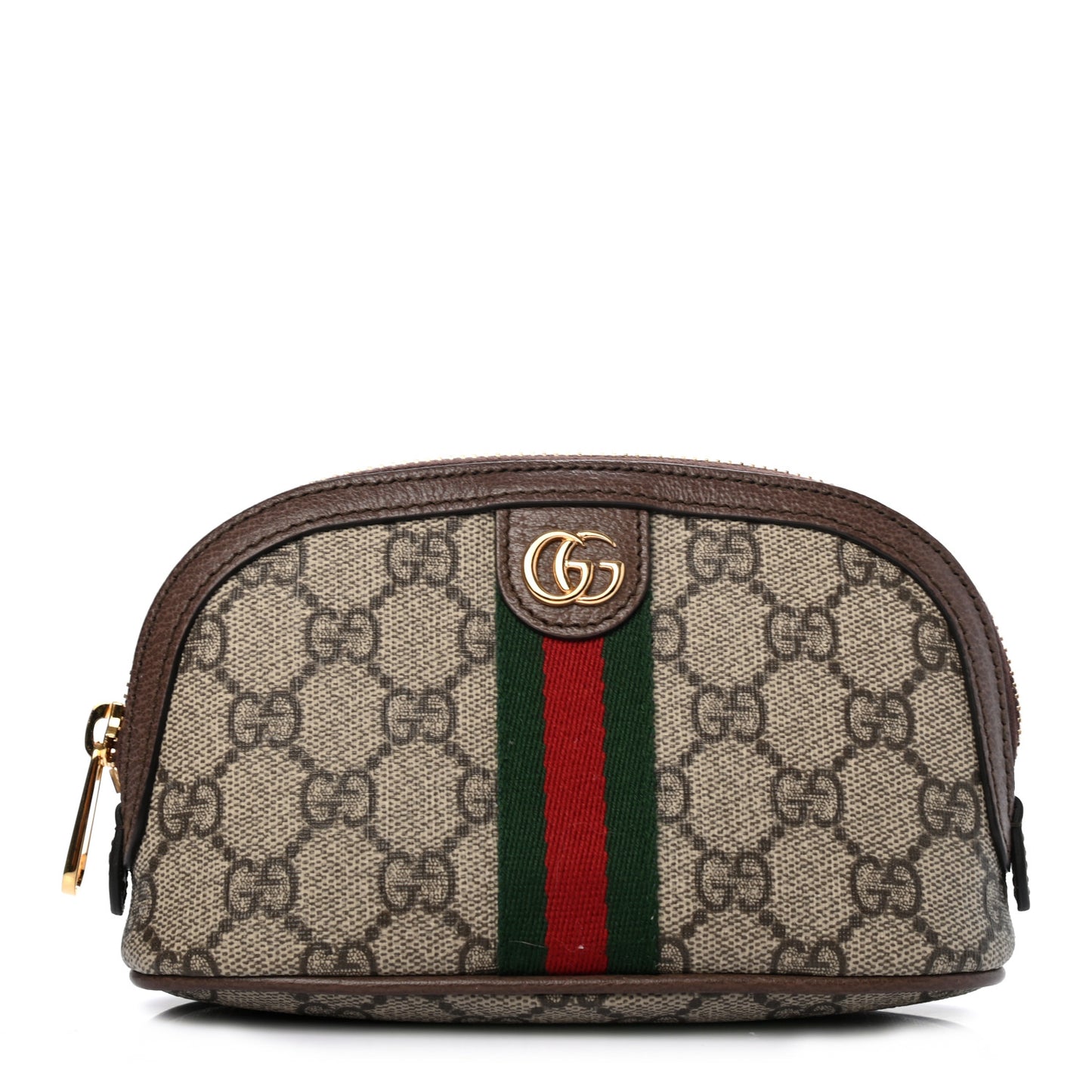 GG Supreme Monogram Textured Calfskin Web Medium Ophidia Cosmetic Case Beige Ebony New Acero