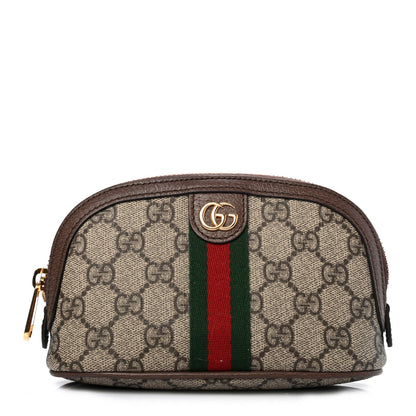 Gucci GG Supreme Monogram Textured Calfskin Web Medium Ophidia Cosmetic Case Beige Ebony New Acero 1 of 7