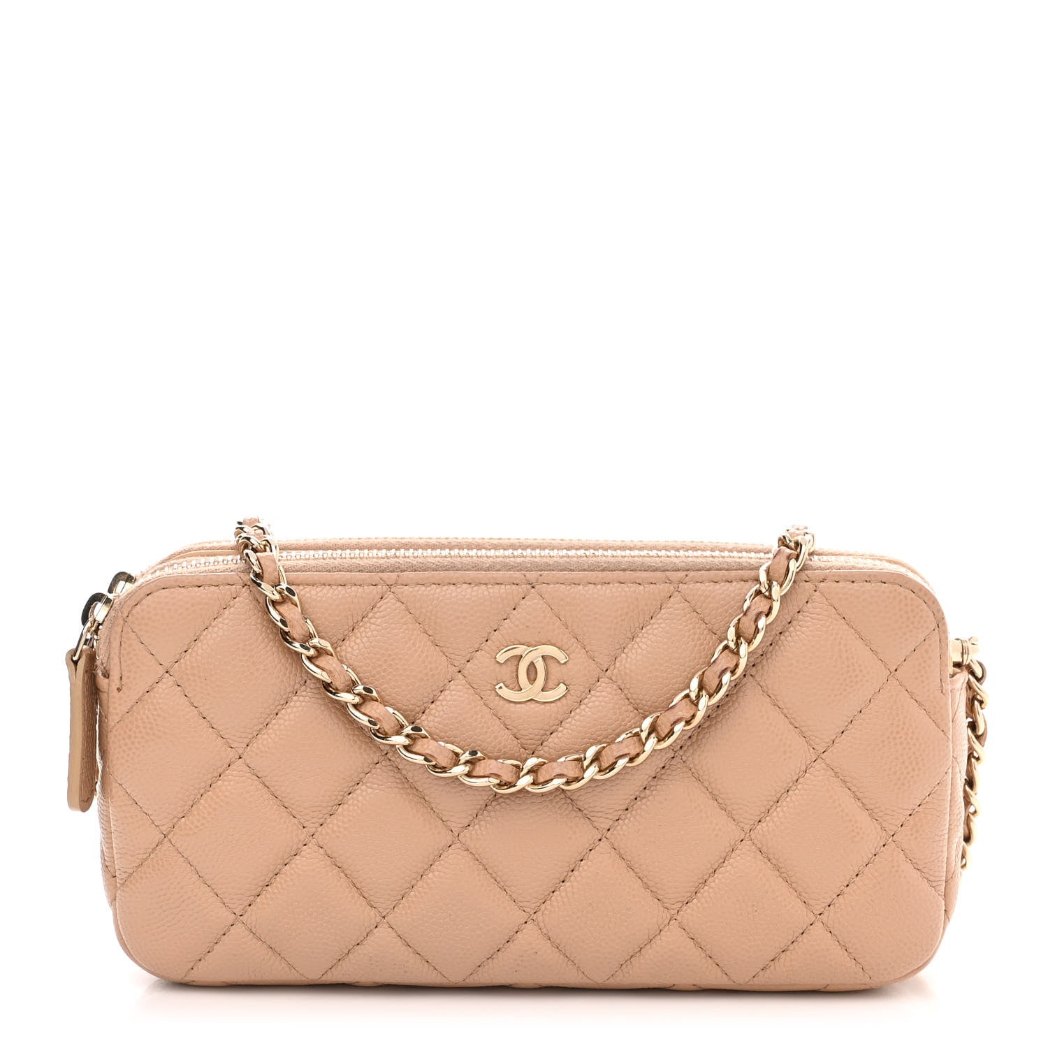 Chanel Caviar Quilted Small Clutch With Chain Beige 1 of 15