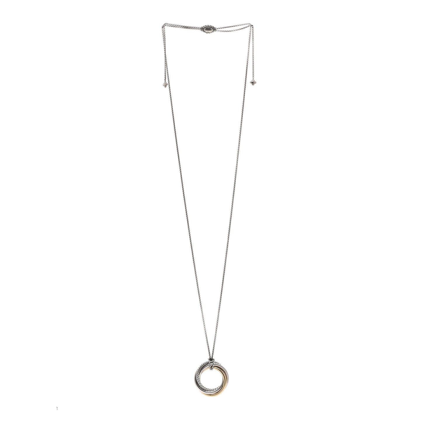 Sterling Silver 14K Yellow Gold 37mm Crossover Pendant Necklace